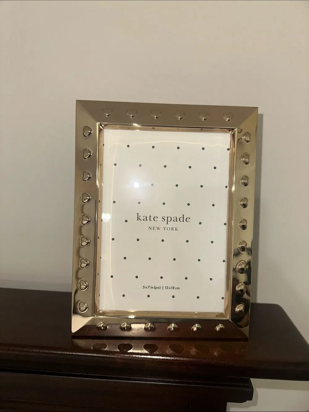 Kate Spade x Lenox Gold Tone Plush Back Rectangular Heart Accent Picture Frame